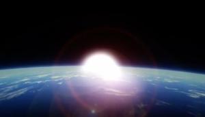 EARTH from space, sunrise/set over horizon