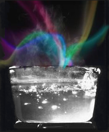 Water Boiling in glass pot w colored vapor, jpg