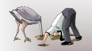 DENIAL cartoon image - ostrich and businessman