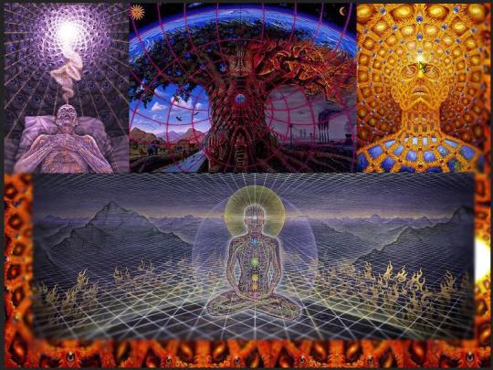 Alex Grey - COLLAGE, grids and earth-tree
