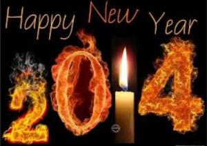 2014 HNY, w flamed letters and candle