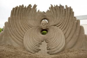 Sand Castle Art - Human Head in double vortex